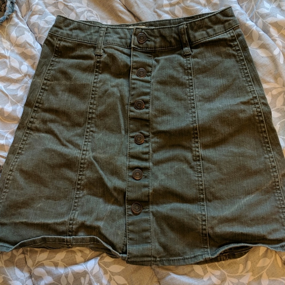 Army green denim shirt
